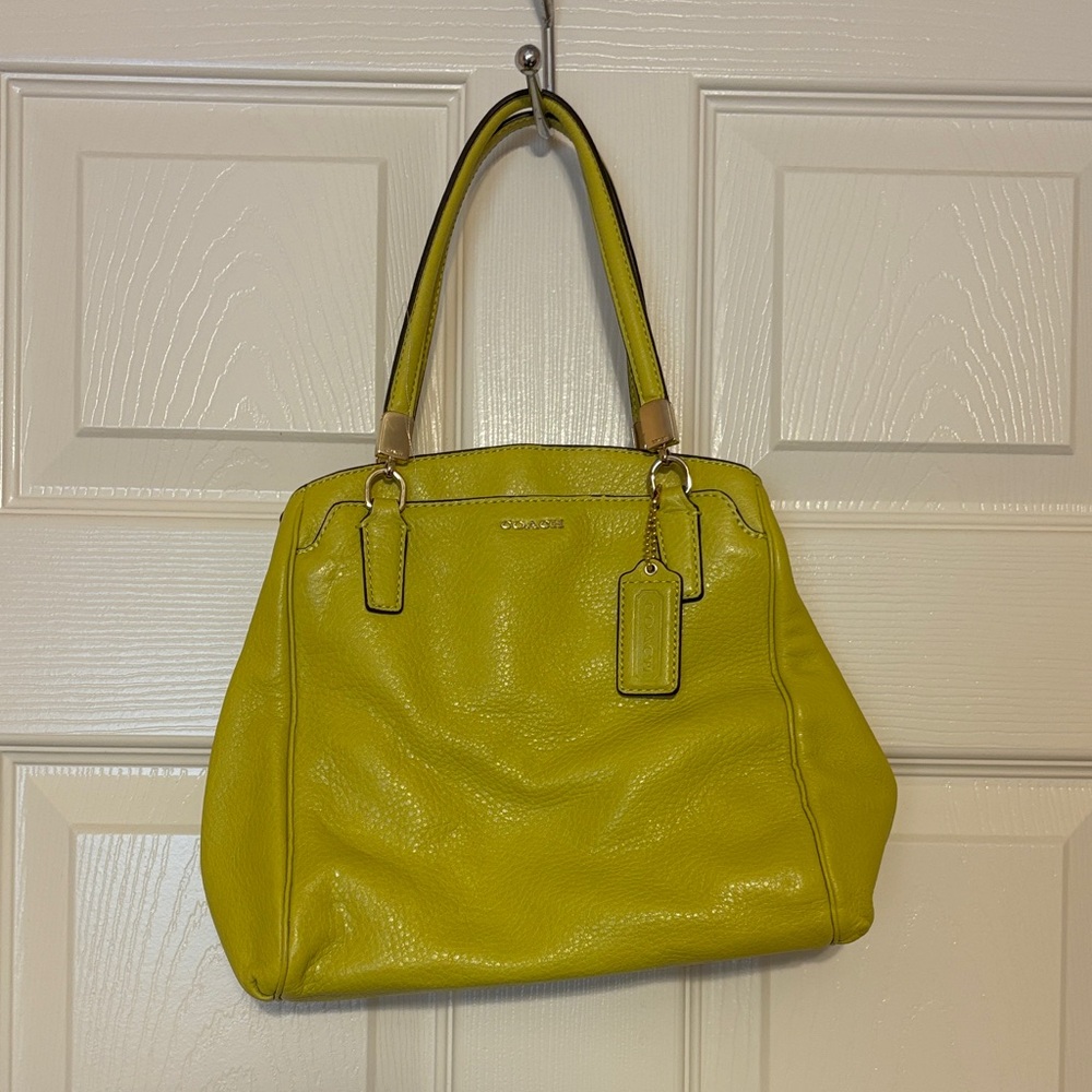 Coach Lime Green Leather Shoulder Bag